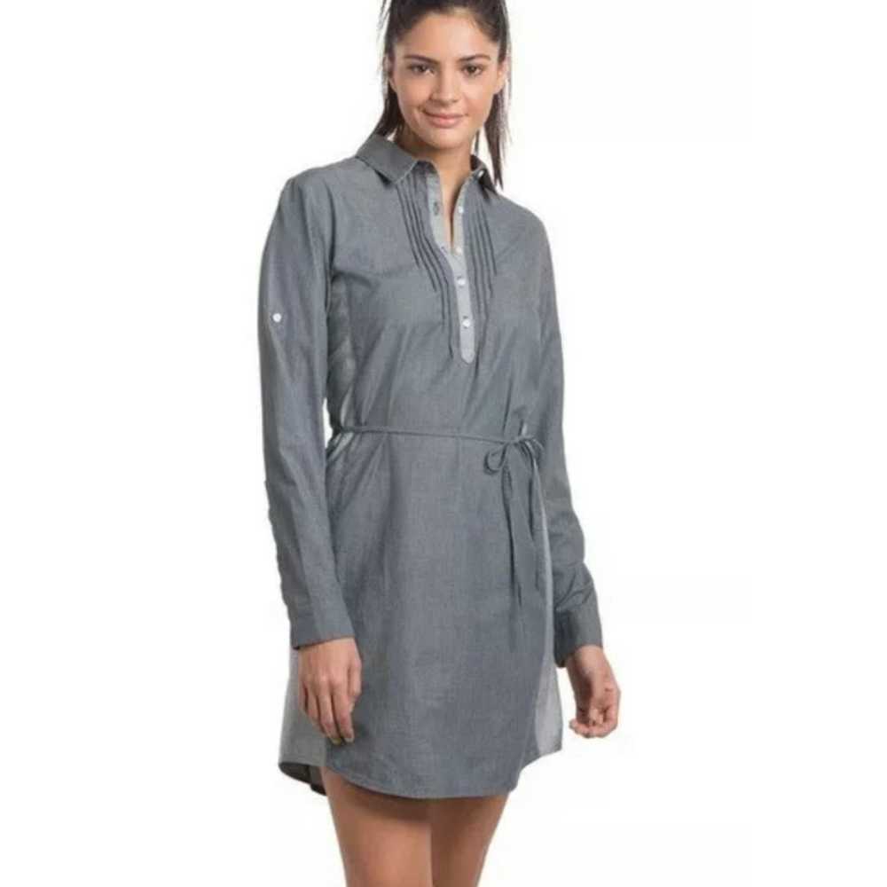 KUHL Kiley Chambray Gray Shirt Dress - image 1