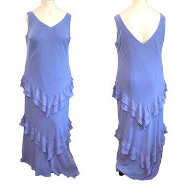 Alex Evenings periwinkle blue tiered chiffon dress