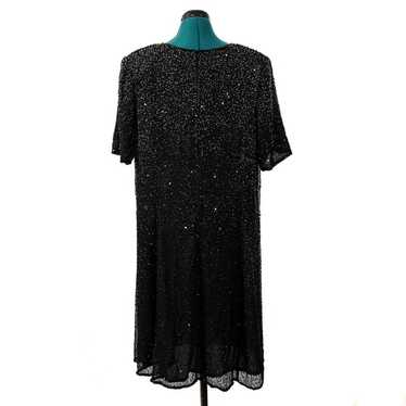 Vintage 80s Brilliante by J.A. Black Sequin Dress… - image 1