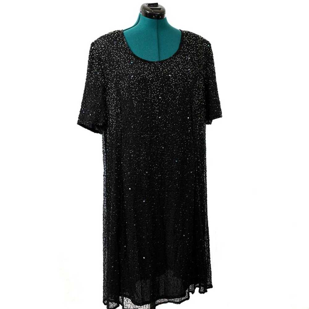 Vintage 80s Brilliante by J.A. Black Sequin Dress… - image 2