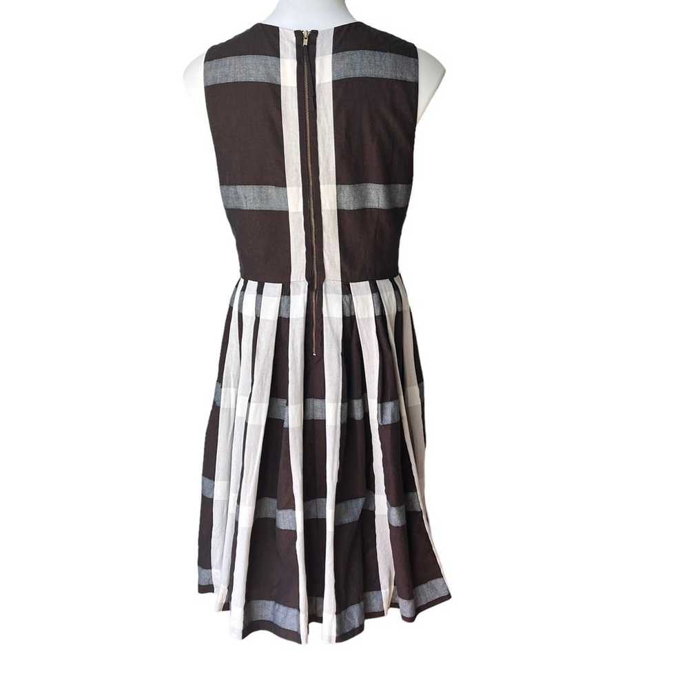 Anthropologie Maeve Pleated Plaid Dress Brown Whi… - image 3