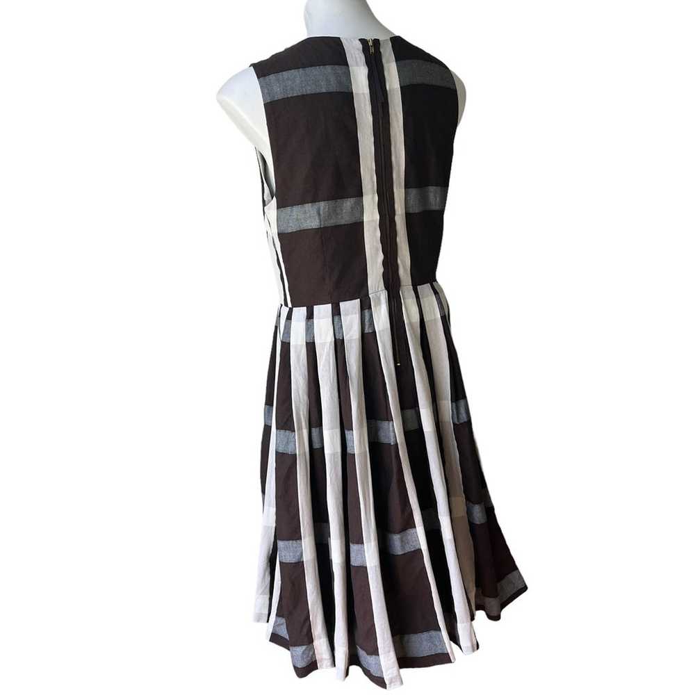 Anthropologie Maeve Pleated Plaid Dress Brown Whi… - image 5