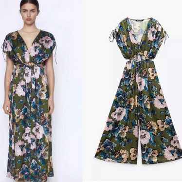 Zara cut out floral print jumpsuit
