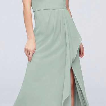 High-neck Tie-back Halter Cascading High Low Maxi Bridesmaid Dress