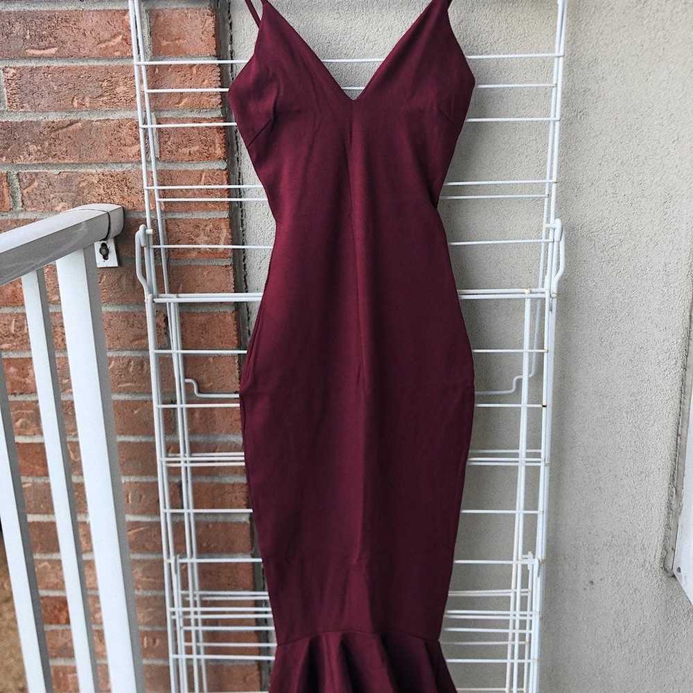Glamorous Maxi Gown with FishHem in Wine - image 4