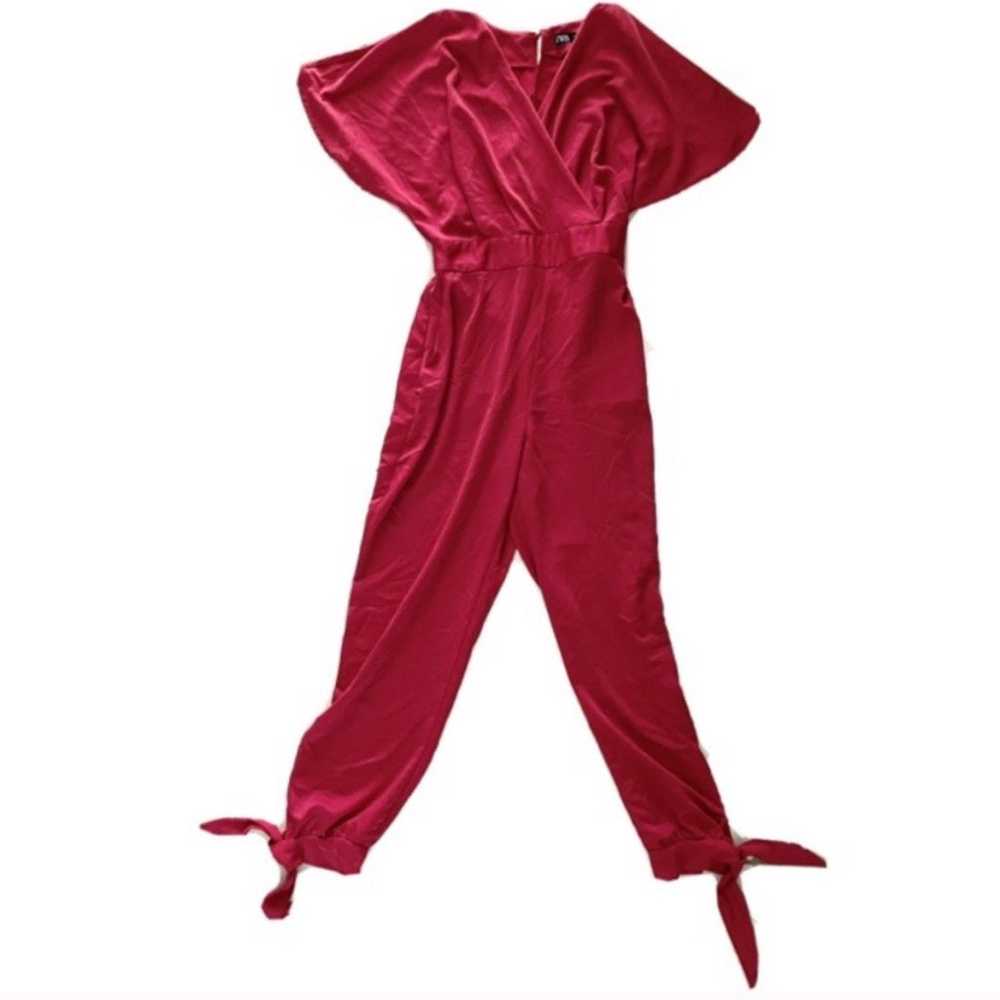 Zara Sanity Red Surplice Satin Like Jumpsuit NWOT - image 6