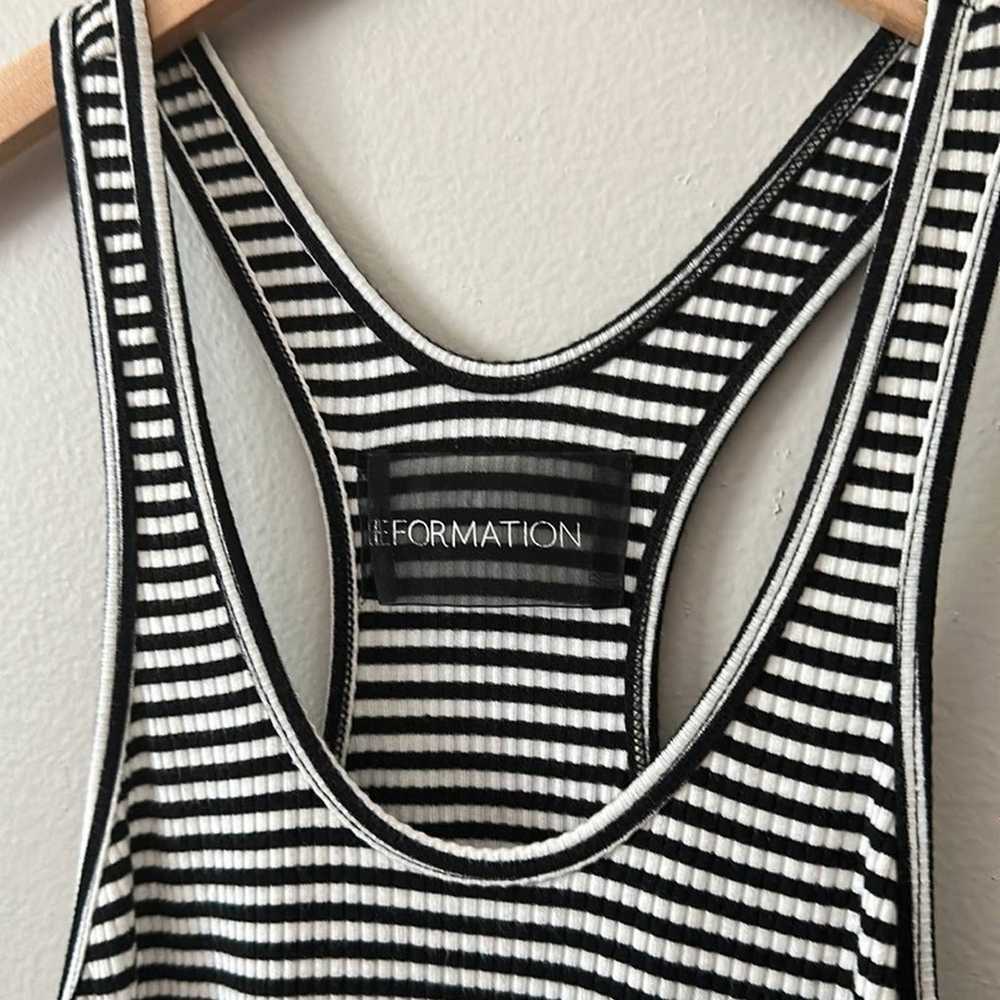 Reformation Ribbed Black and White Striped Mini D… - image 3
