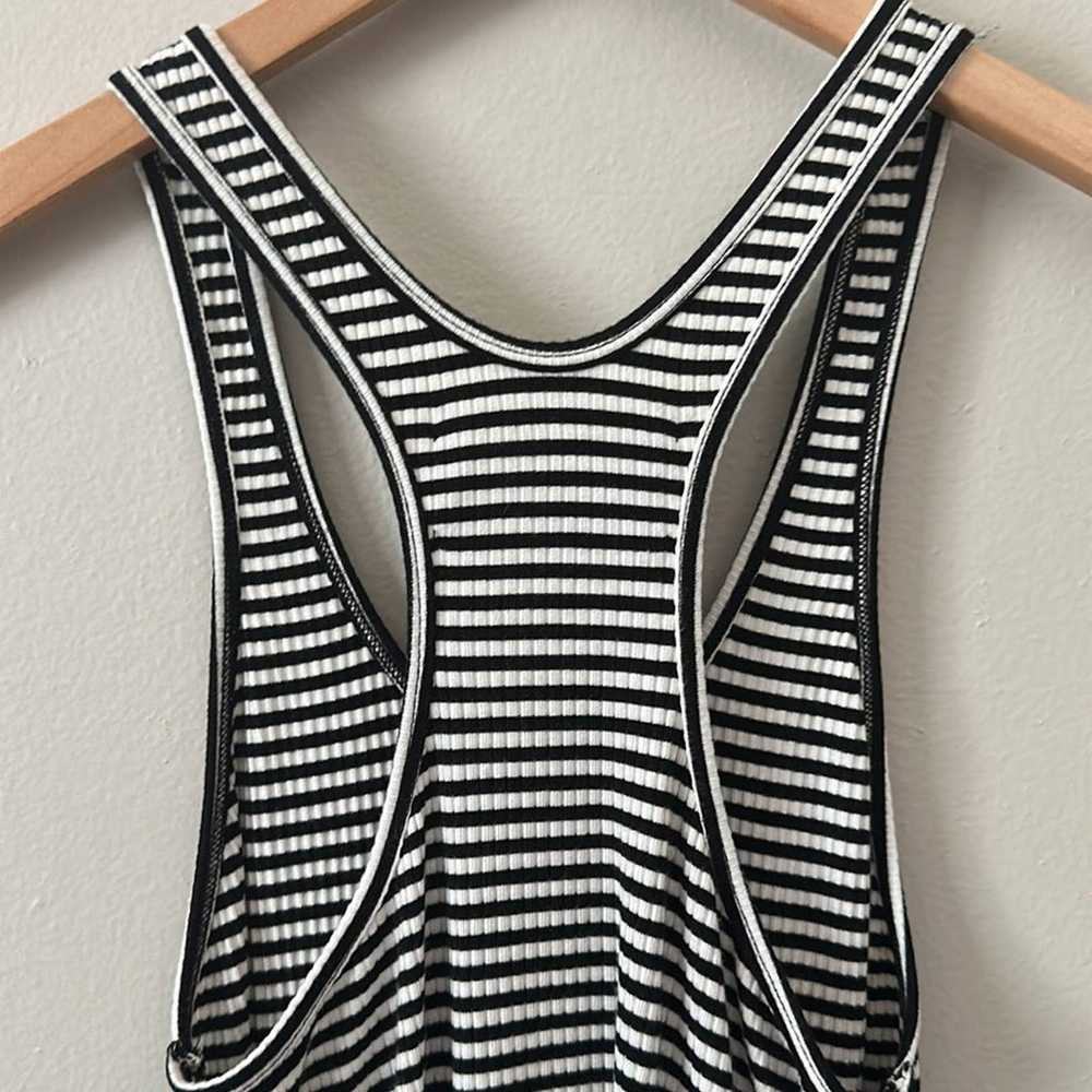 Reformation Ribbed Black and White Striped Mini D… - image 4