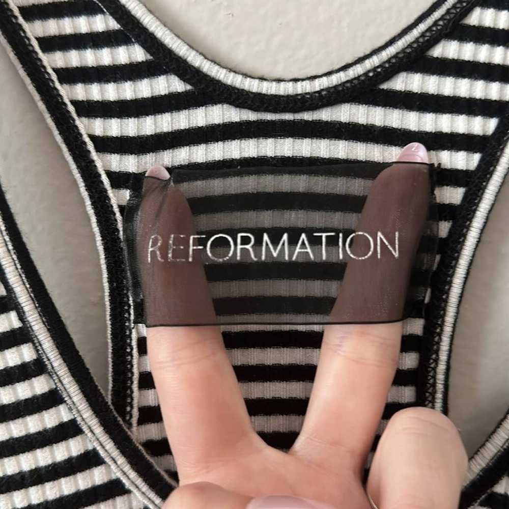 Reformation Ribbed Black and White Striped Mini D… - image 5