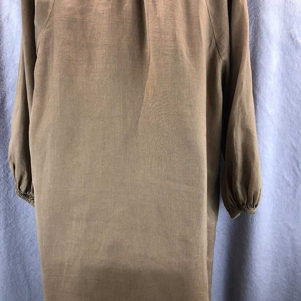 Zara Womens Sz S Linen Camel Brown Long Button Fr… - image 10