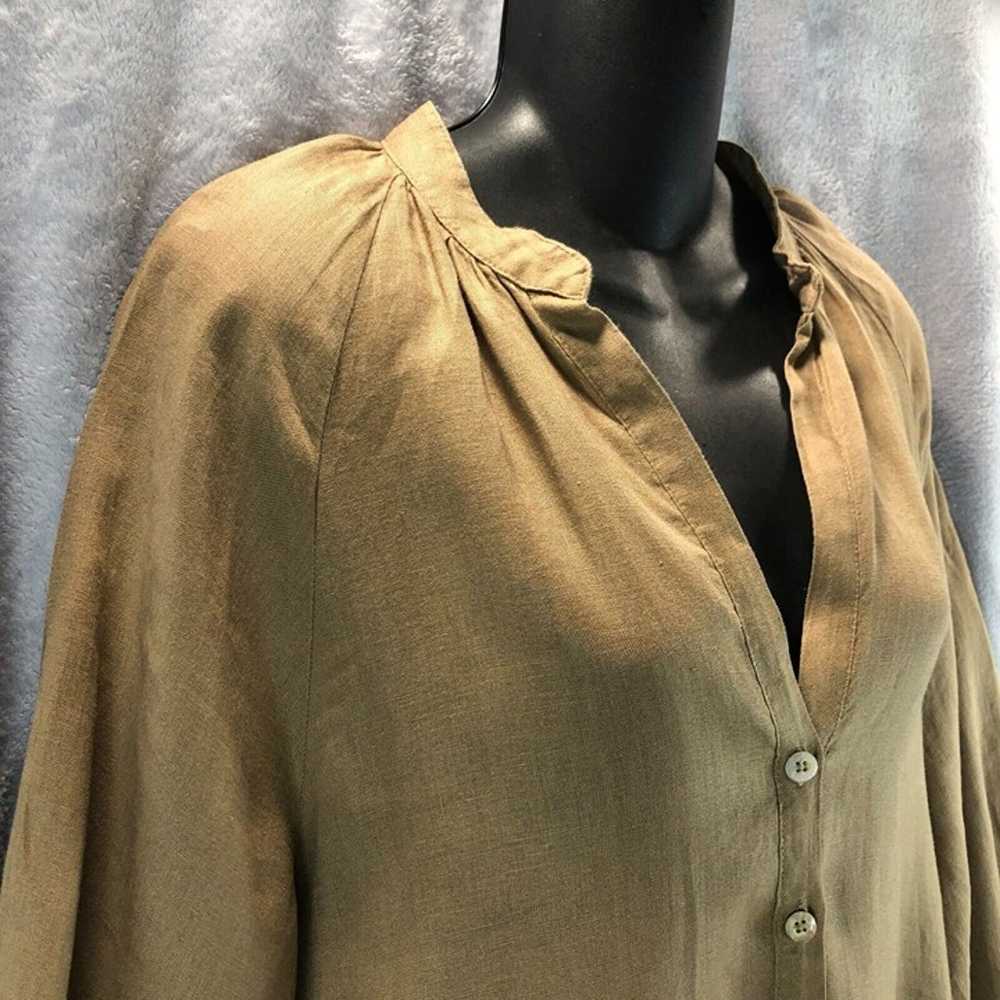 Zara Womens Sz S Linen Camel Brown Long Button Fr… - image 3