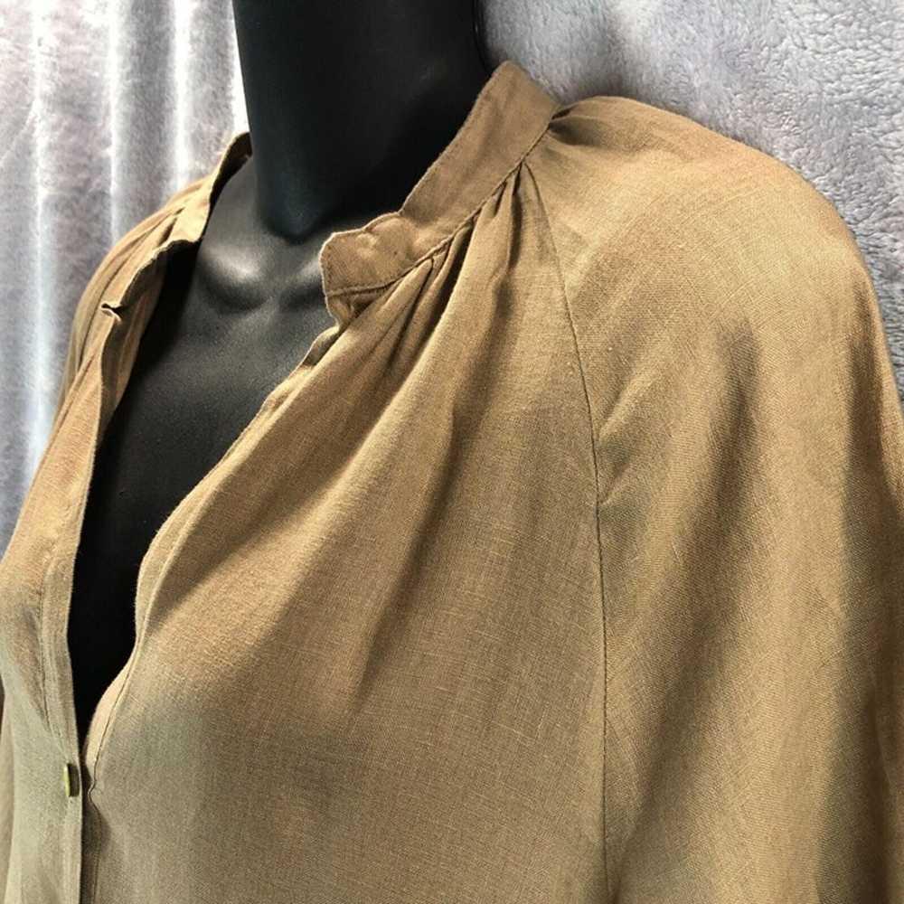 Zara Womens Sz S Linen Camel Brown Long Button Fr… - image 5