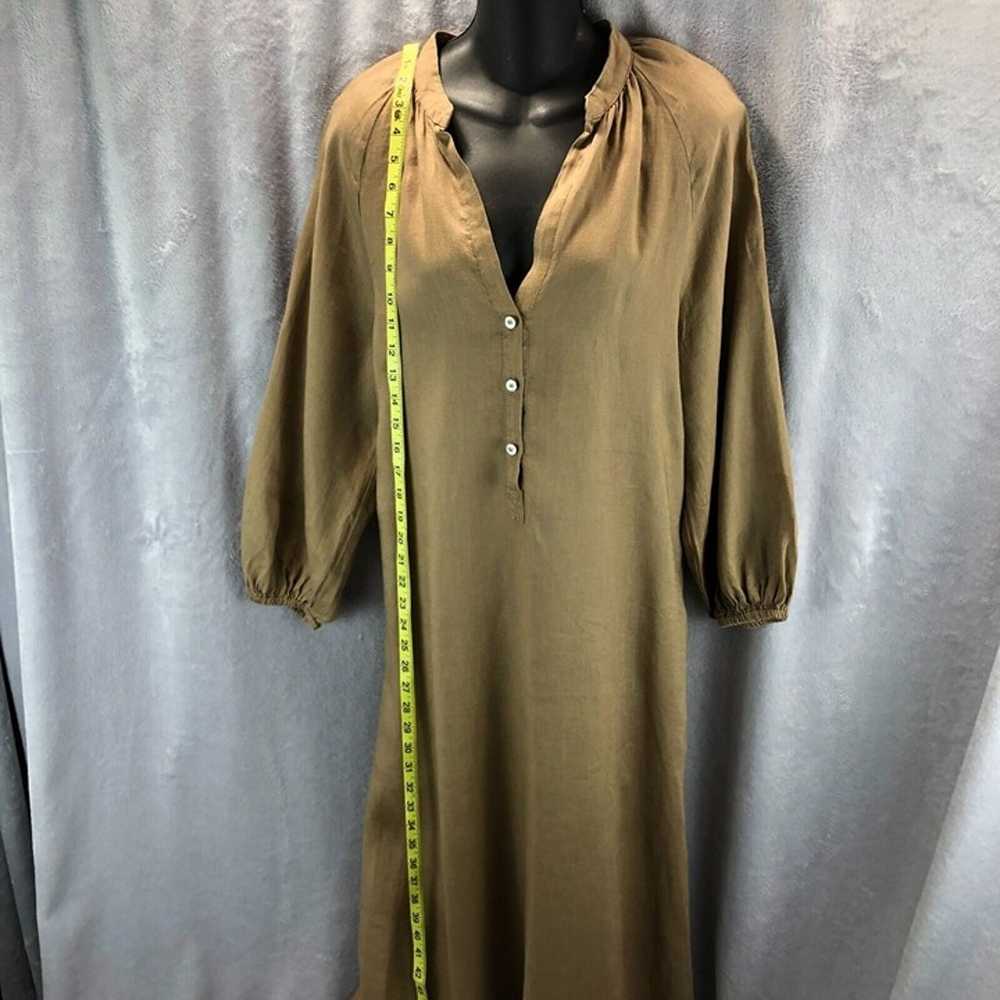 Zara Womens Sz S Linen Camel Brown Long Button Fr… - image 6