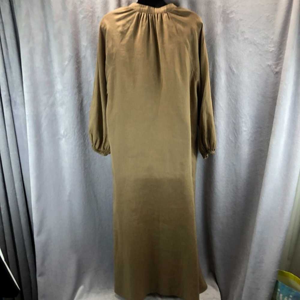 Zara Womens Sz S Linen Camel Brown Long Button Fr… - image 8