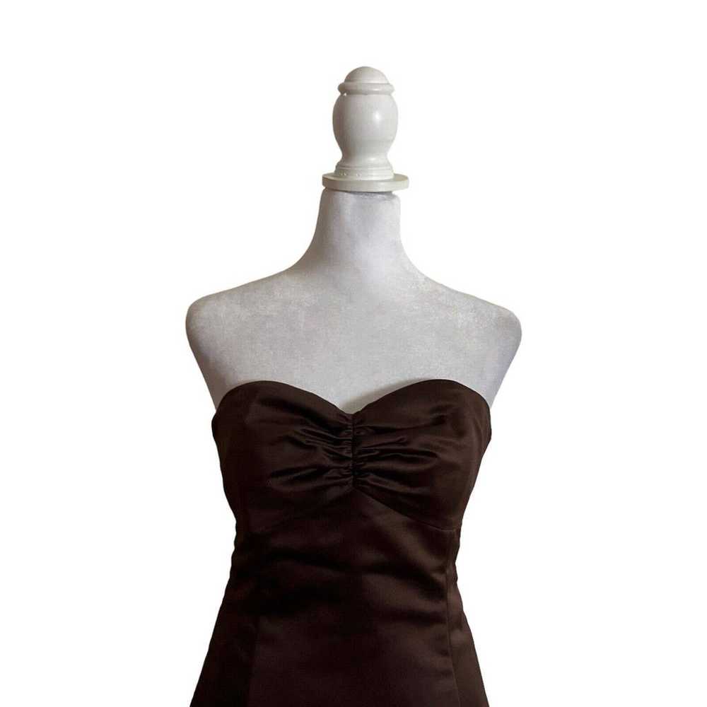 Vintage Aria Espresso Brown Strapless Dress Flowe… - image 2
