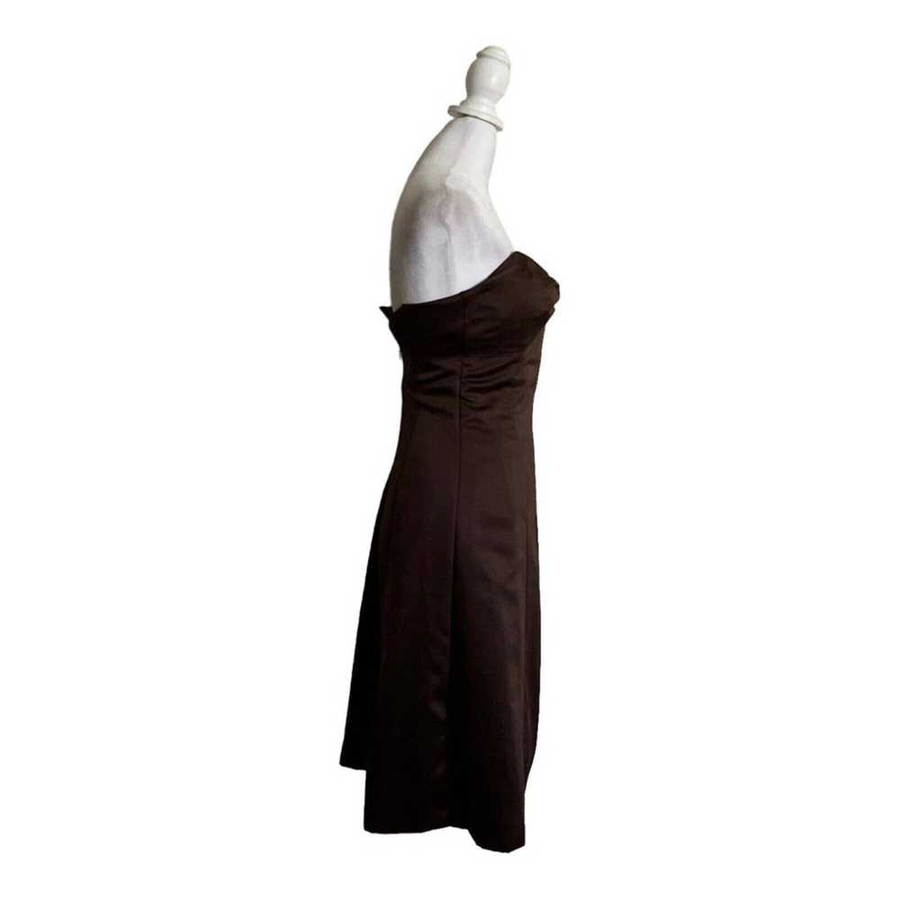 Vintage Aria Espresso Brown Strapless Dress Flowe… - image 3