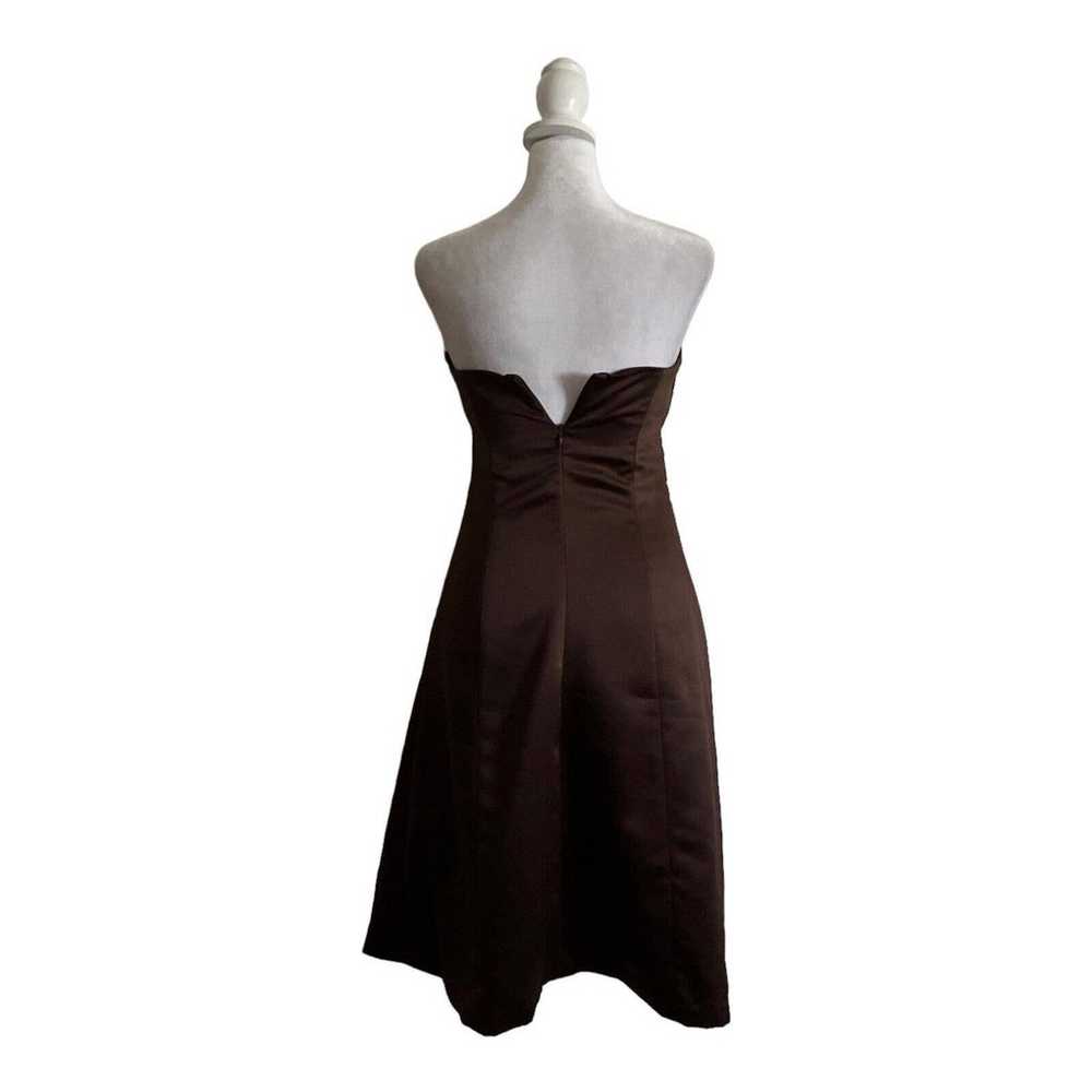 Vintage Aria Espresso Brown Strapless Dress Flowe… - image 4