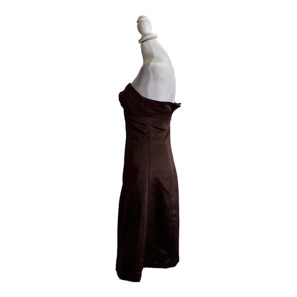 Vintage Aria Espresso Brown Strapless Dress Flowe… - image 5