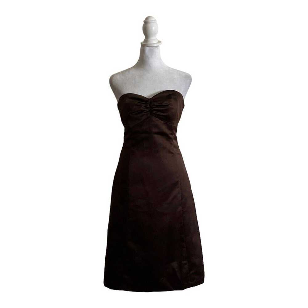 Vintage Aria Espresso Brown Strapless Dress Flowe… - image 6
