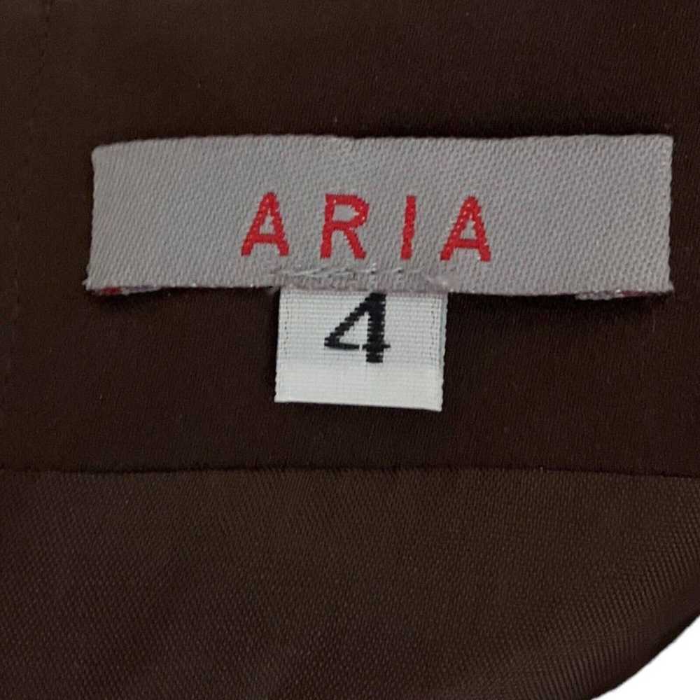 Vintage Aria Espresso Brown Strapless Dress Flowe… - image 7