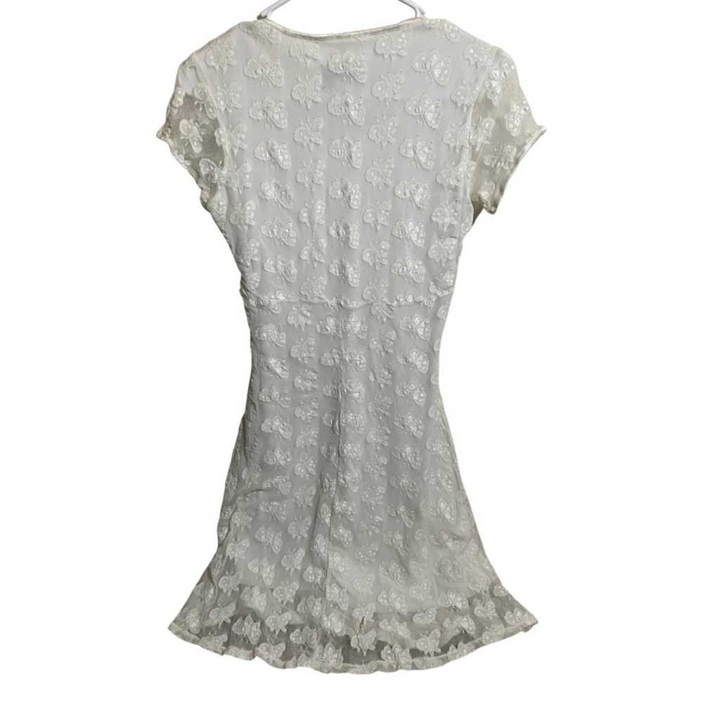 90s white lace butterfly mini dress! - image 2