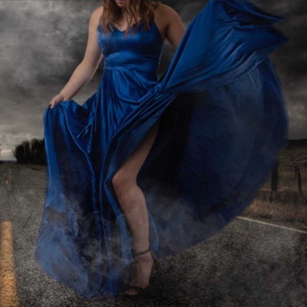 Windsor Royal Blue Satin Prom Dress Size 9 - image 2
