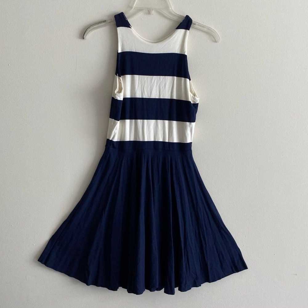 Nadia Tarr Striped A-Line Dress Blue and White Si… - image 1