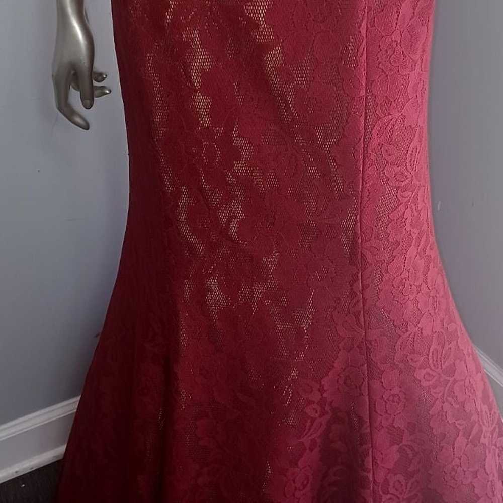 NWOT Glow By Colors Maroon Lace Mermaid Style Gown - image 5