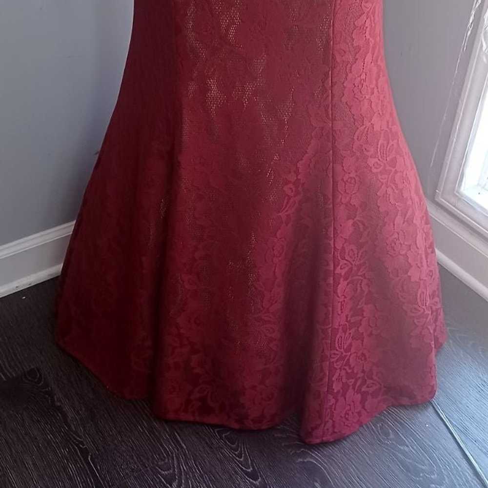 NWOT Glow By Colors Maroon Lace Mermaid Style Gown - image 6