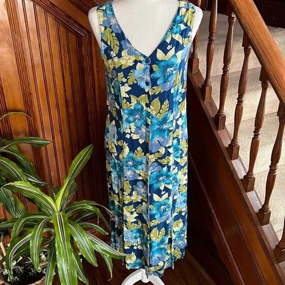 Summer Maxi Periwinkle and Teal Island Flowers Sz… - image 1