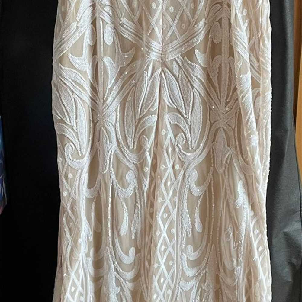 Destined for Romance Beige and White Sequin Maxi … - image 5