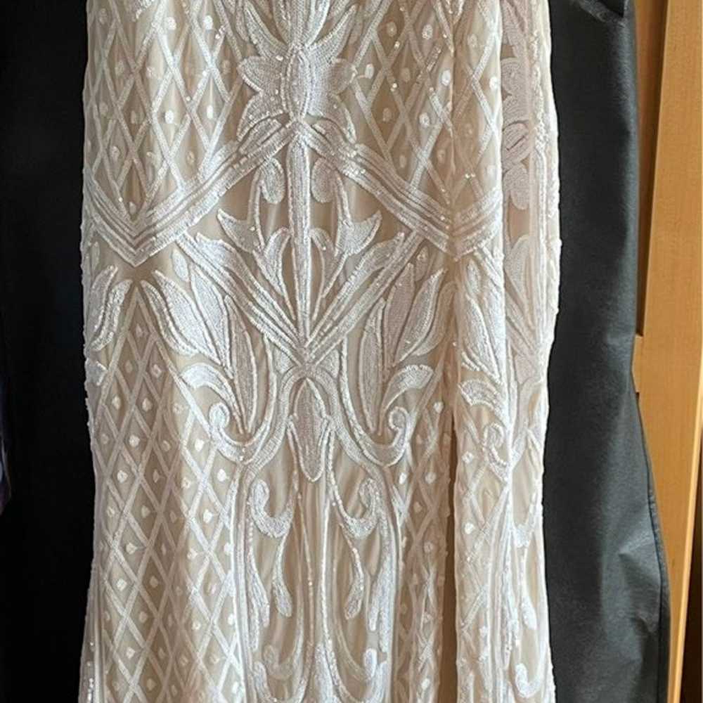 Destined for Romance Beige and White Sequin Maxi … - image 6