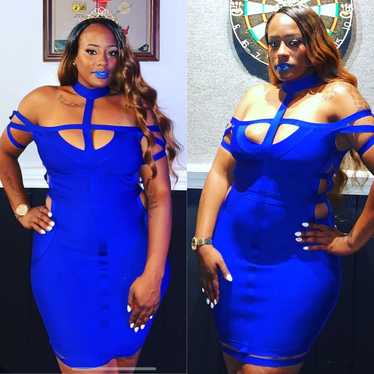 Blue Bodycon Sleeveless Rouched Dress