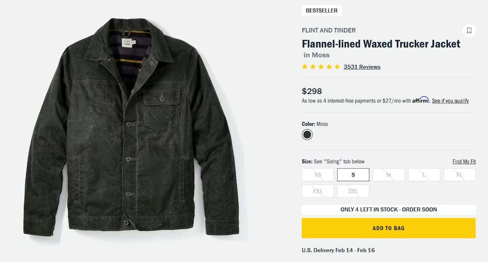 Flint And Tinder Flannel-Lined Waxed Trucker Jack… - image 2