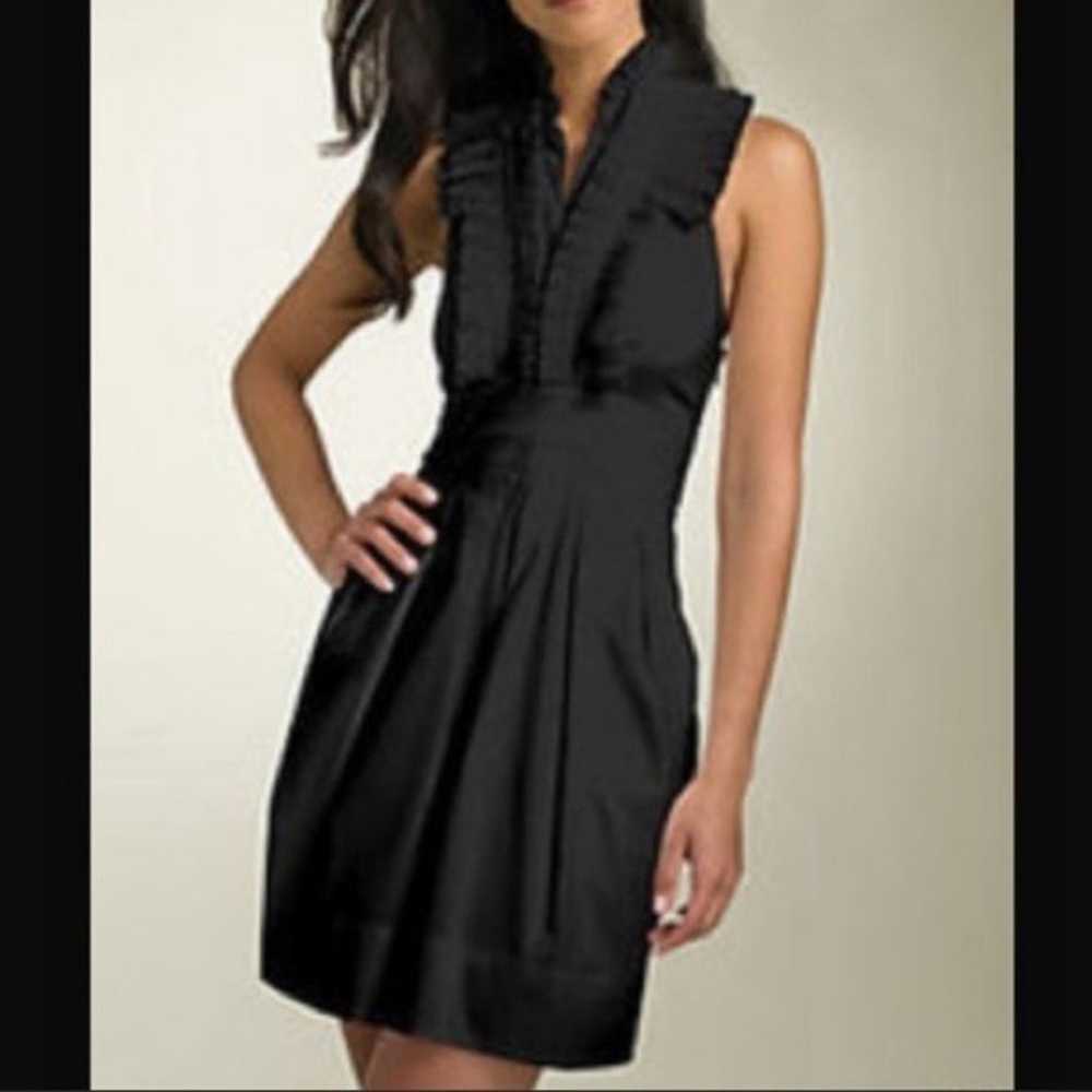 BCBGMaxazria Ruffled Silk Tuxedo Halter Dress Siz… - image 3