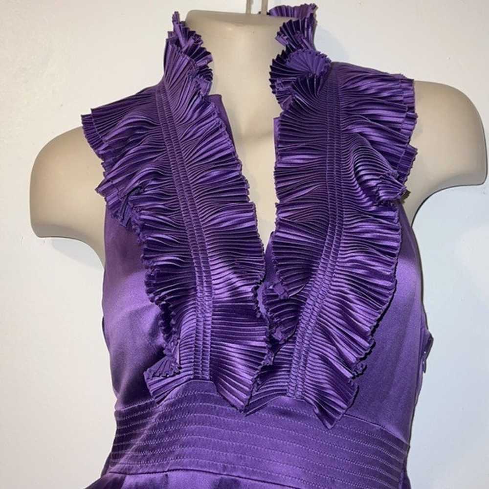 BCBGMaxazria Ruffled Silk Tuxedo Halter Dress Siz… - image 4