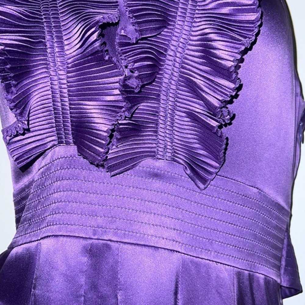 BCBGMaxazria Ruffled Silk Tuxedo Halter Dress Siz… - image 6