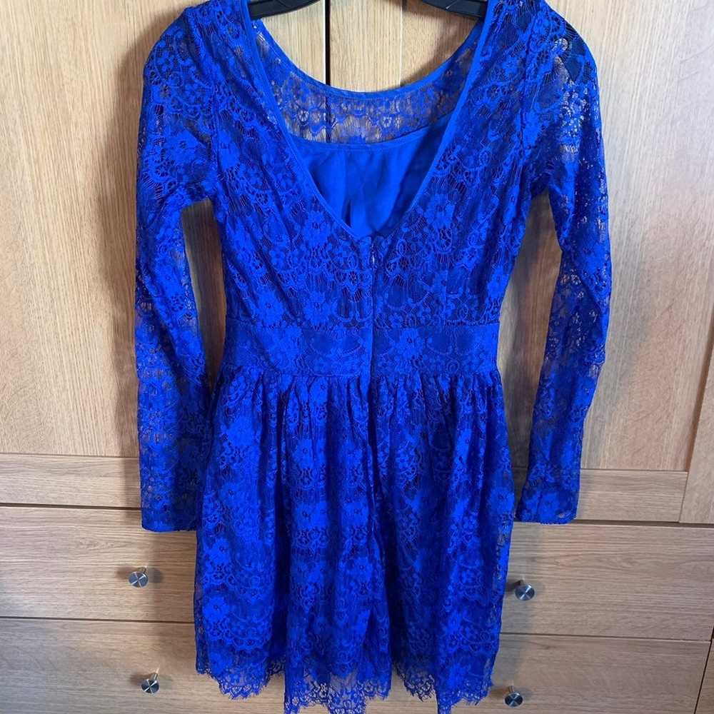 Cobalt Blue Lace Cocktail Dress W/Slip - image 12