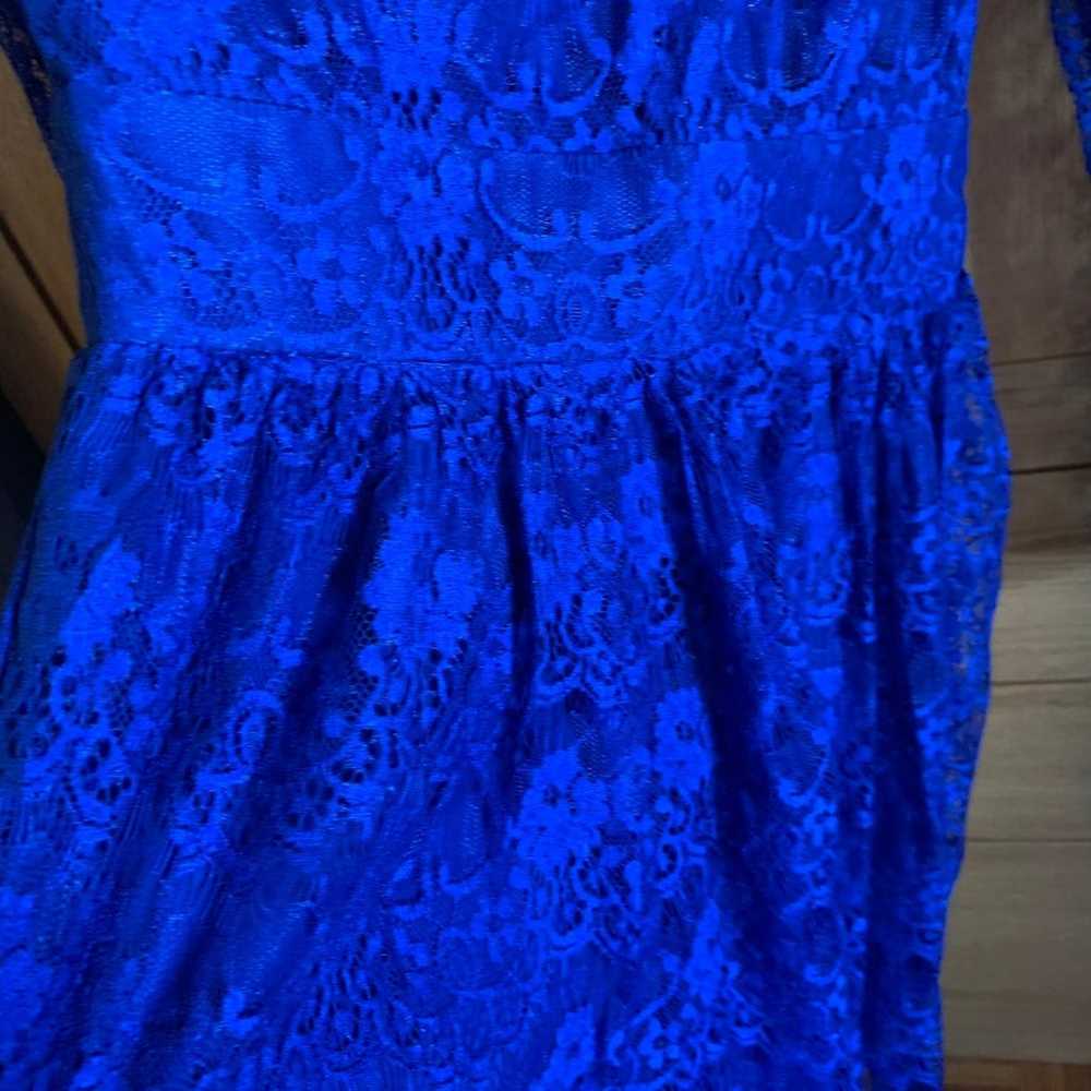 Cobalt Blue Lace Cocktail Dress W/Slip - image 5