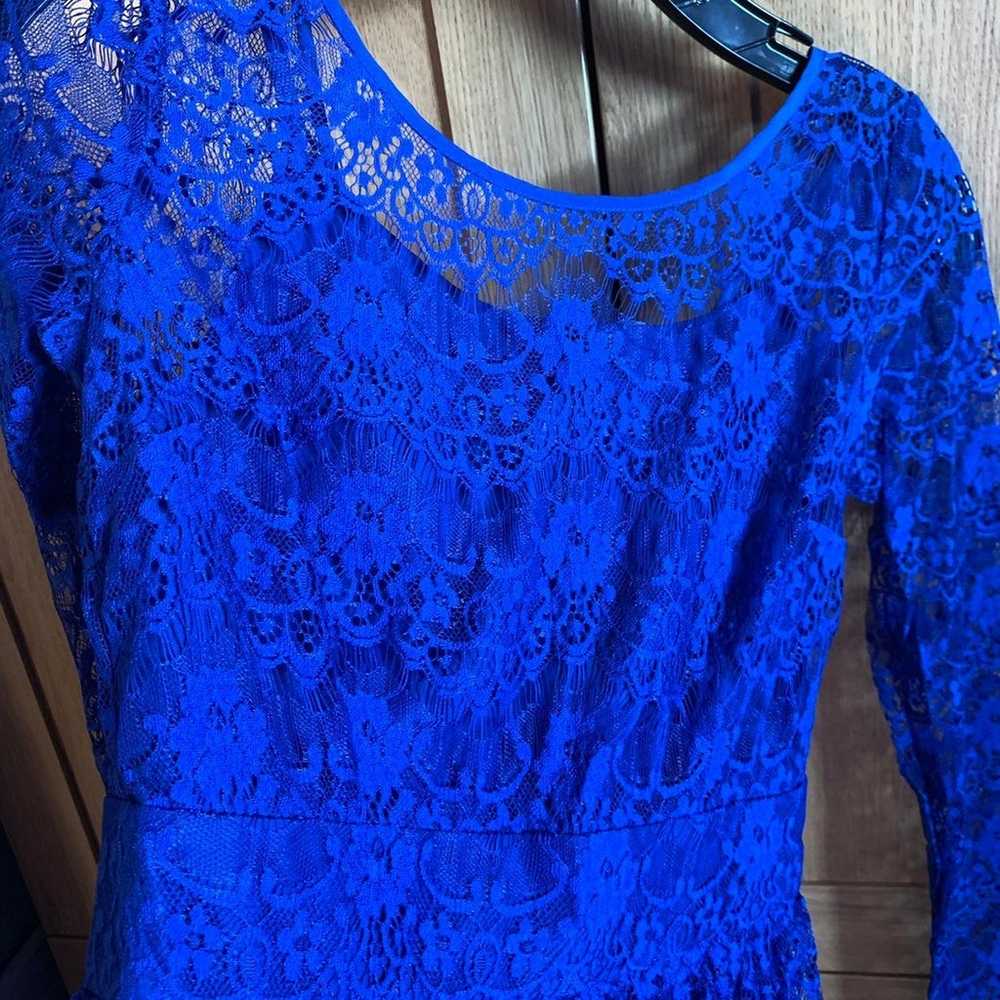 Cobalt Blue Lace Cocktail Dress W/Slip - image 6