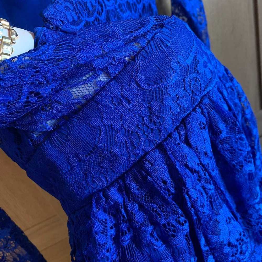 Cobalt Blue Lace Cocktail Dress W/Slip - image 9