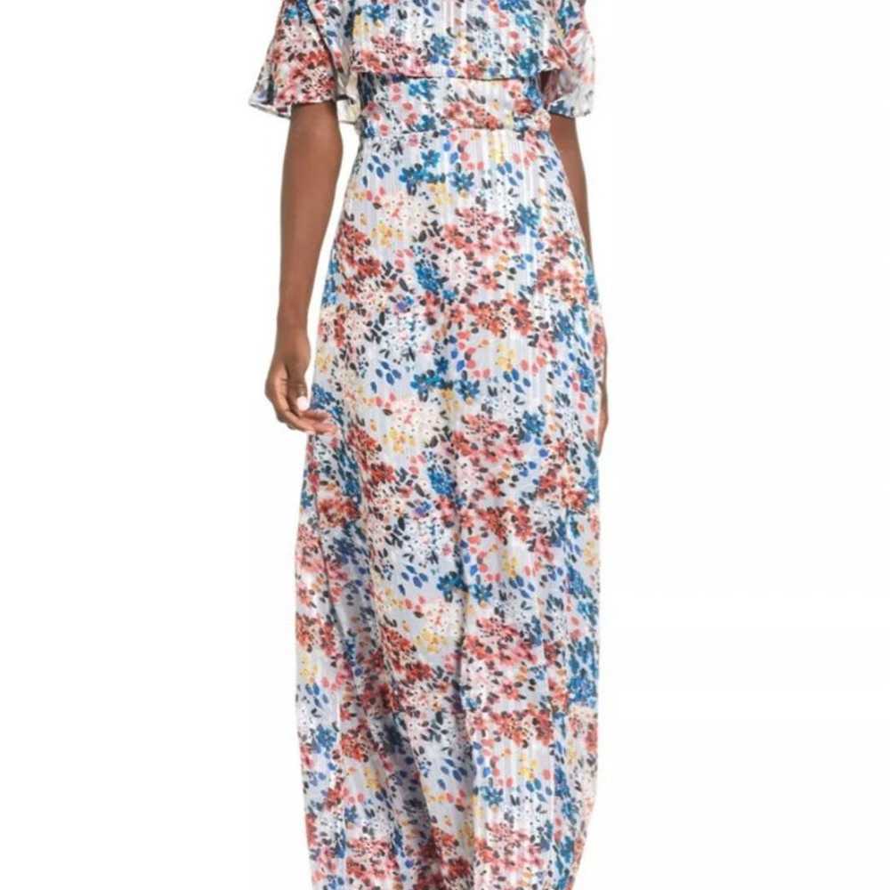 Maxi Dress floral watercolor off the sho - image 2