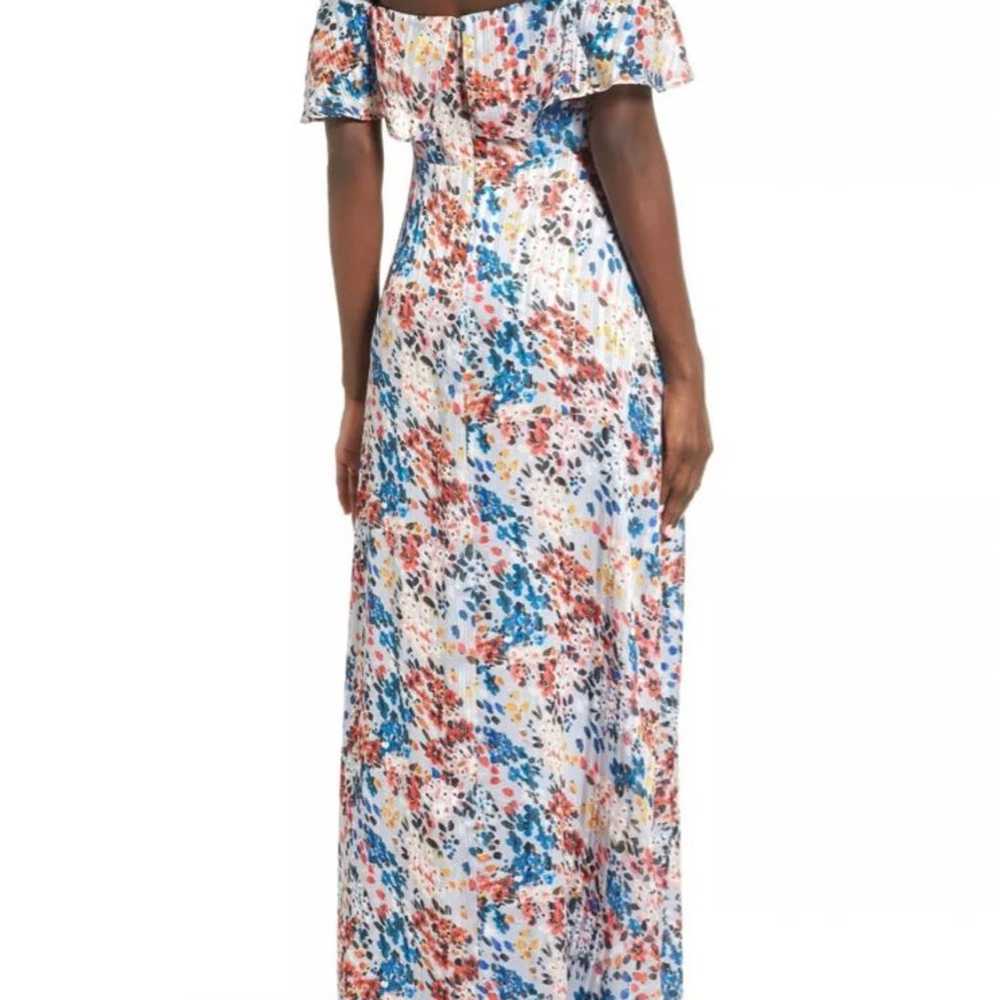 Maxi Dress floral watercolor off the sho - image 3