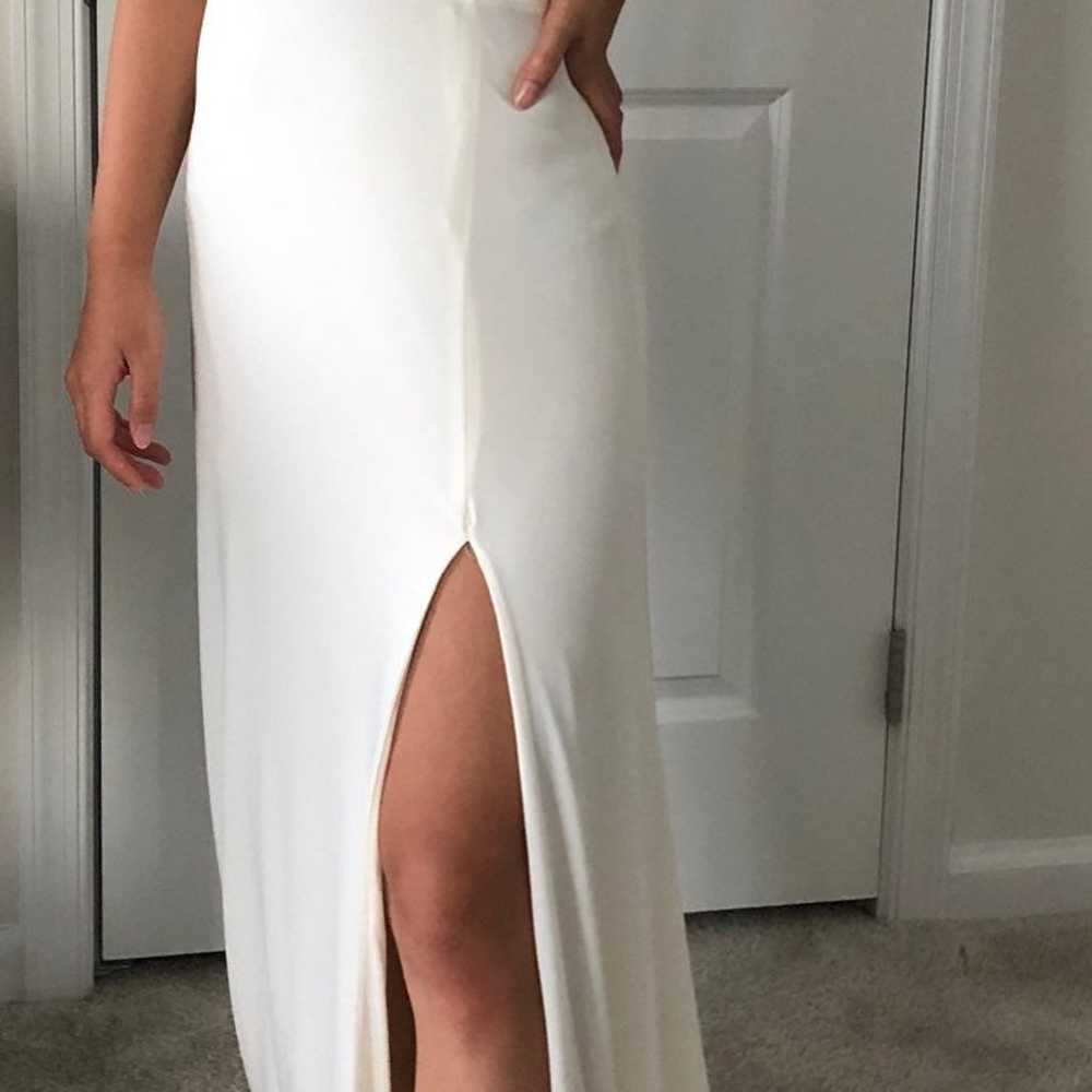 white halter maxi prom dress - image 1