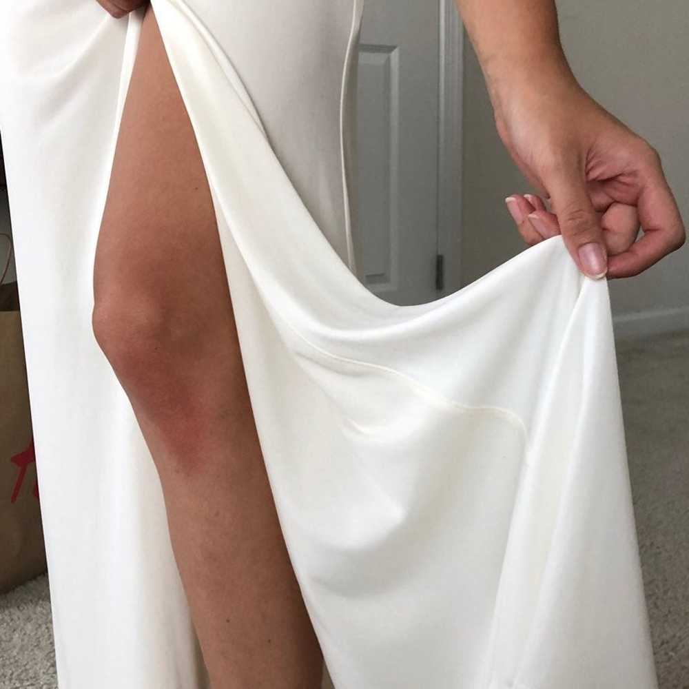 white halter maxi prom dress - image 6