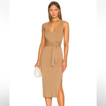 Good American Taupe Ribbed Sleeveless Belted Body… - image 1