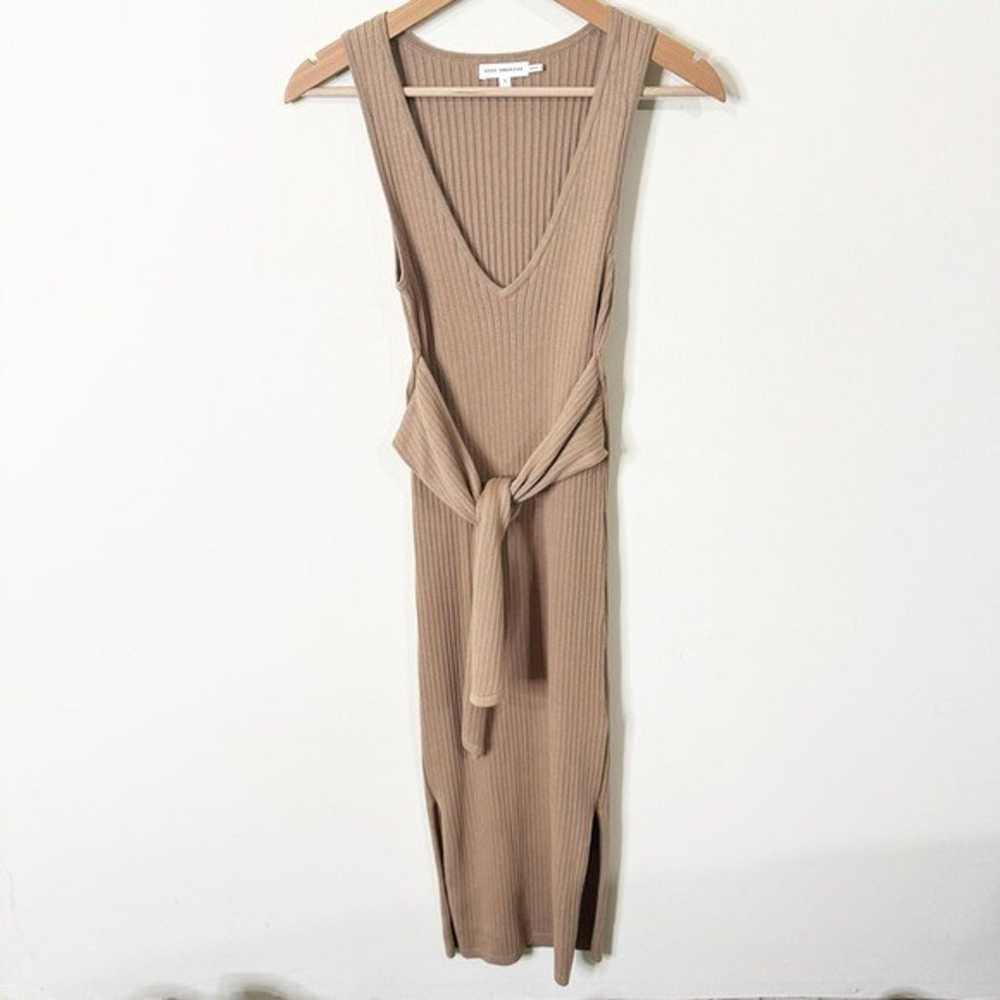 Good American Taupe Ribbed Sleeveless Belted Body… - image 2