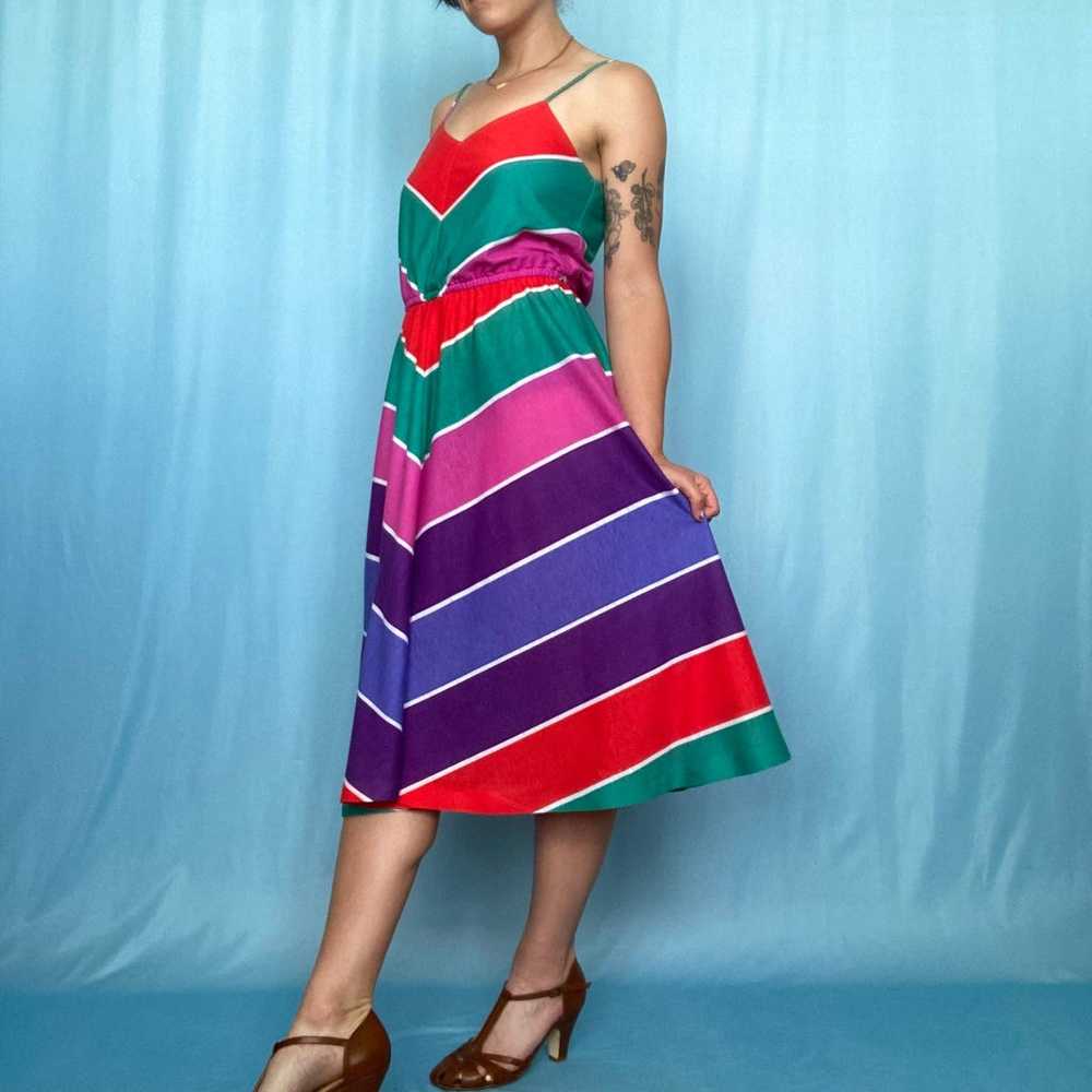 Vintage Colorful Chevron Dress - image 2