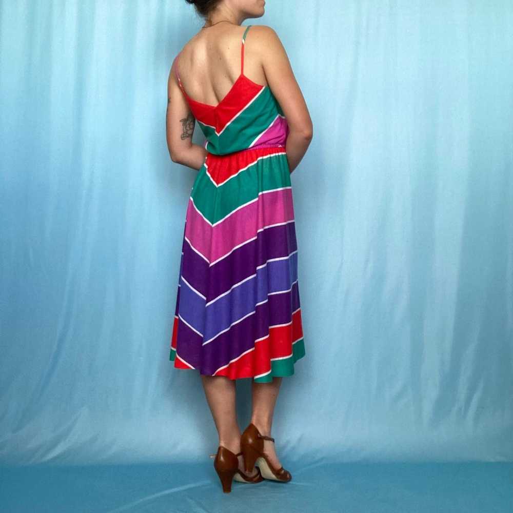Vintage Colorful Chevron Dress - image 3