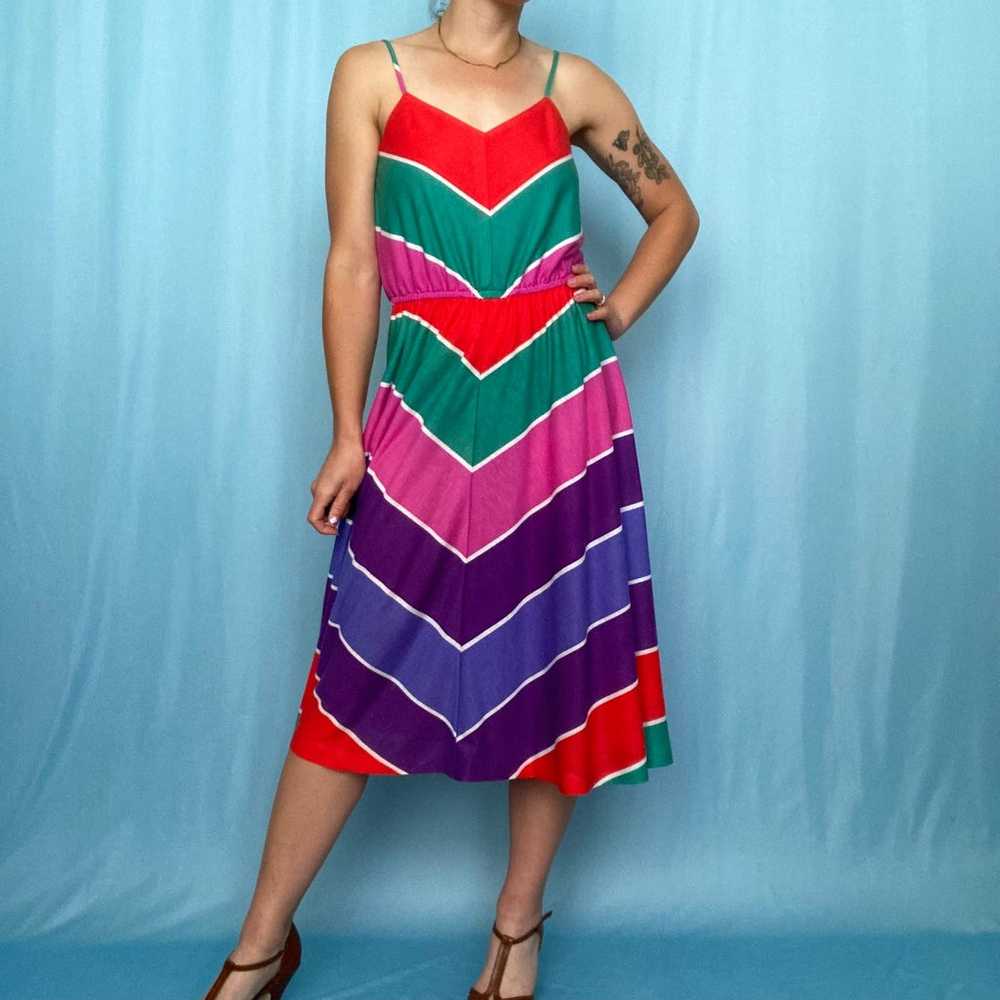 Vintage Colorful Chevron Dress - image 4